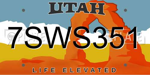 7SWS351 Utah License Plate