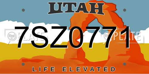 7SZ0771 Utah License Plate