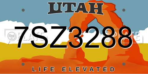 7SZ3288 Utah License Plate