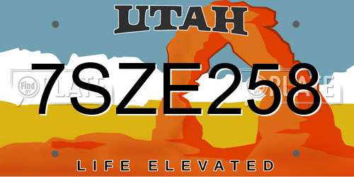 7SZE258 Utah License Plate