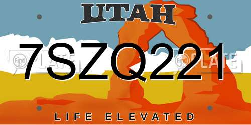 7SZQ221 Utah License Plate