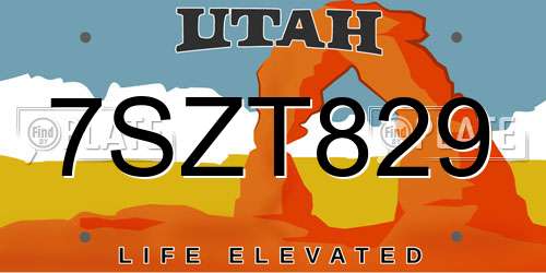7SZT829 Utah License Plate