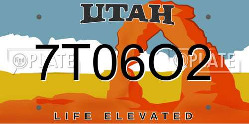 7T06O2 Utah License Plate