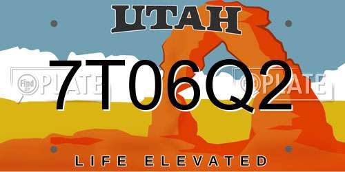 7T06Q2 Utah License Plate