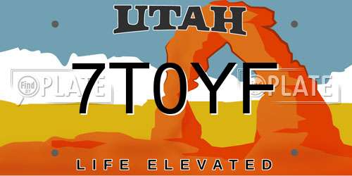 7T0YF Utah License Plate