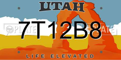 7T12B8 Utah License Plate