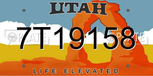 7T19158 Utah License Plate
