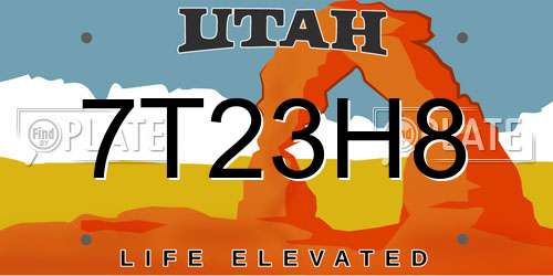 7T23H8 Utah License Plate