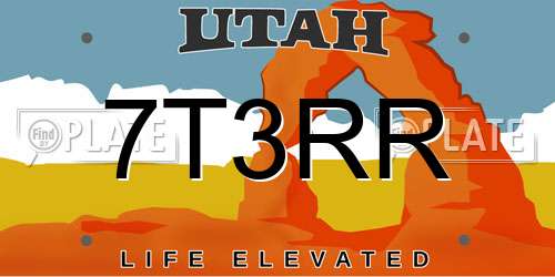 7T3RR Utah License Plate