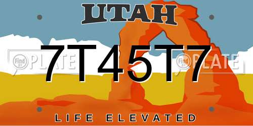 7T45T7 Utah License Plate