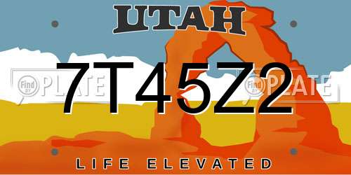 7T45Z2 Utah License Plate