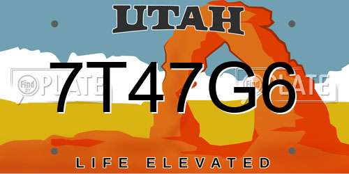 7T47G6 Utah License Plate