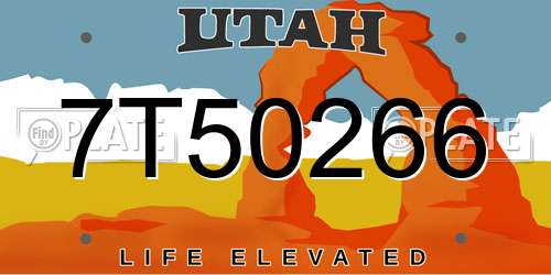 7T50266 Utah License Plate