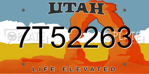 7T52263 Utah License Plate