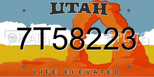7T58223 Utah License Plate