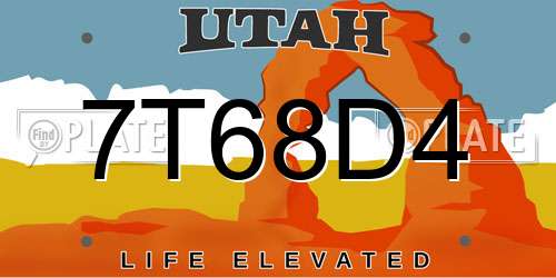 7T68D4 Utah License Plate