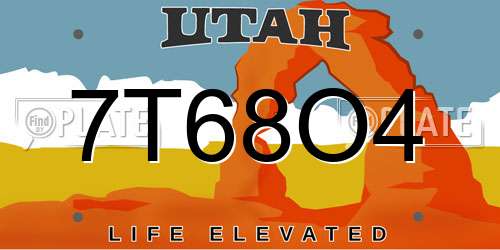 7T68O4 Utah License Plate