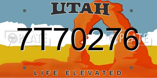 7T70276 Utah License Plate