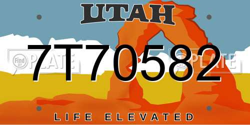 7T70582 Utah License Plate