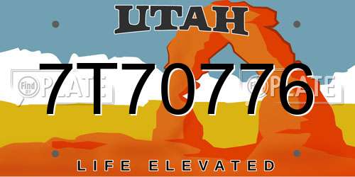 7T70776 Utah License Plate