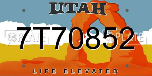 7T70852 Utah License Plate