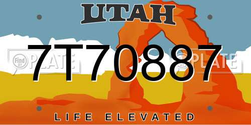 7T70887 Utah License Plate