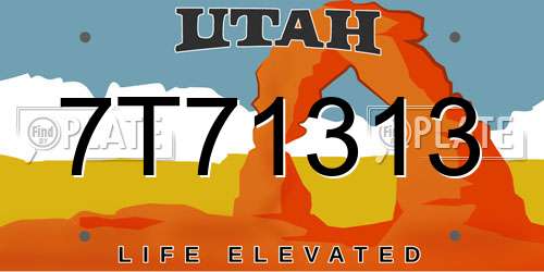 7T71313 Utah License Plate