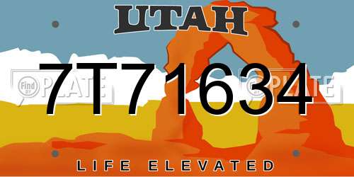 7T71634 Utah License Plate