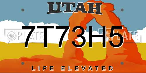 7T73H5 Utah License Plate