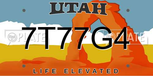 7T77G4 Utah License Plate