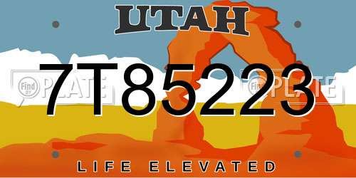 7T85223 Utah License Plate