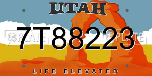 7T88223 Utah License Plate