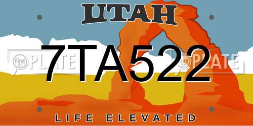 7TA522 Utah License Plate