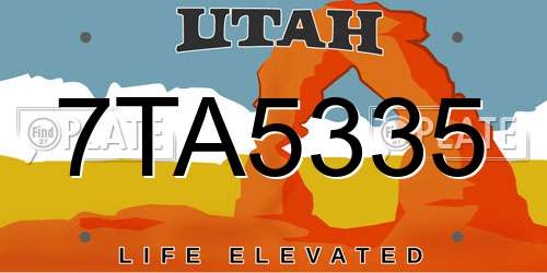 7TA5335 Utah License Plate