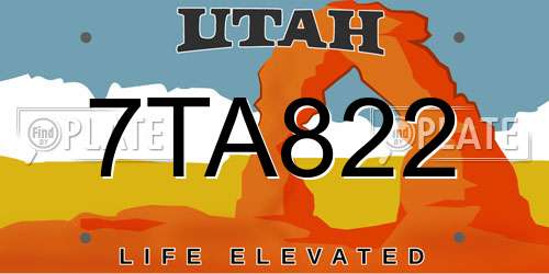7TA822 Utah License Plate