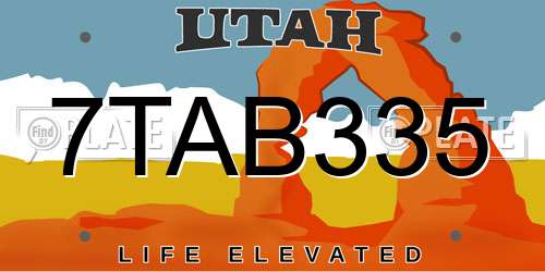 7TAB335 Utah License Plate