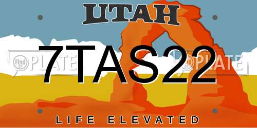 7TAS22 Utah License Plate