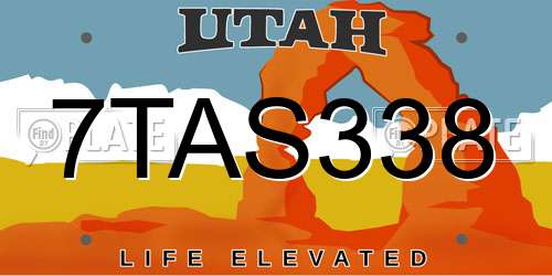 7TAS338 Utah License Plate