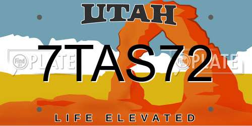 7TAS72 Utah License Plate