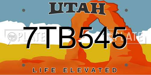 7TB545 Utah License Plate