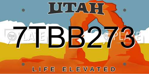 7TBB273 Utah License Plate