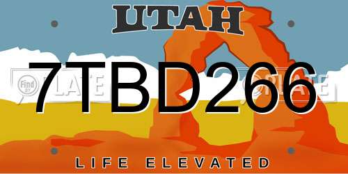 7TBD266 Utah License Plate
