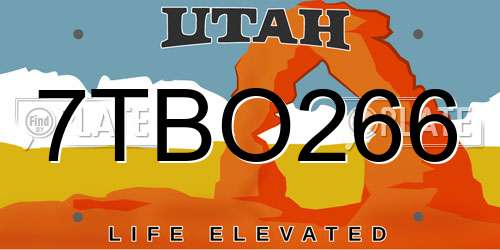 7TBO266 Utah License Plate