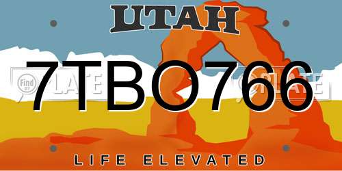 7TBO766 Utah License Plate