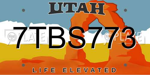 7TBS773 Utah License Plate