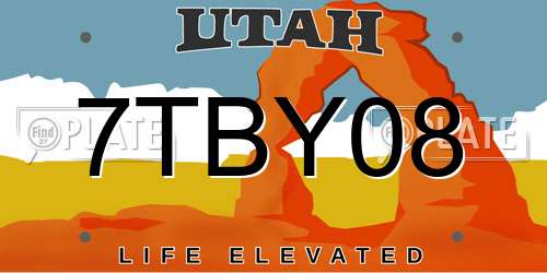 7TBY08 Utah License Plate