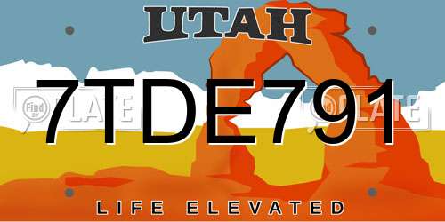 7TDE791 Utah License Plate