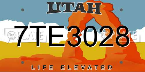 7TE3028 Utah License Plate