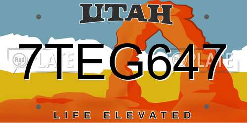 7TEG647 Utah License Plate