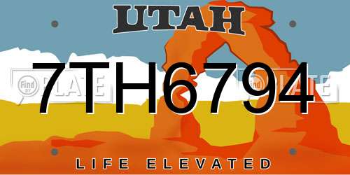 7TH6794 Utah License Plate